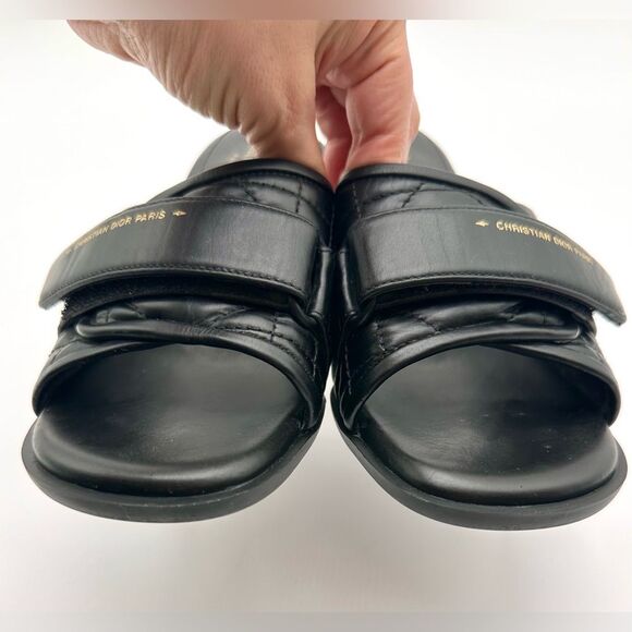 CHRISTIAN DIOR  Quilted Dio(r)evolution 80mm Slide Sandals 37 Black Leather EU37 - Picture 8 of 11